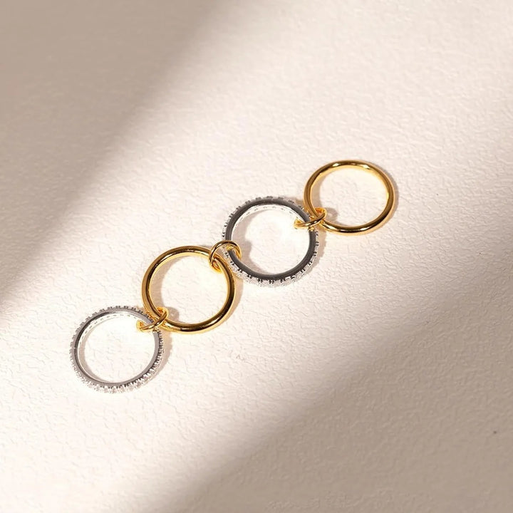 Multi-Band Chain-Link Full-Diamond Ring (Light Luxury Stackable Style Series)