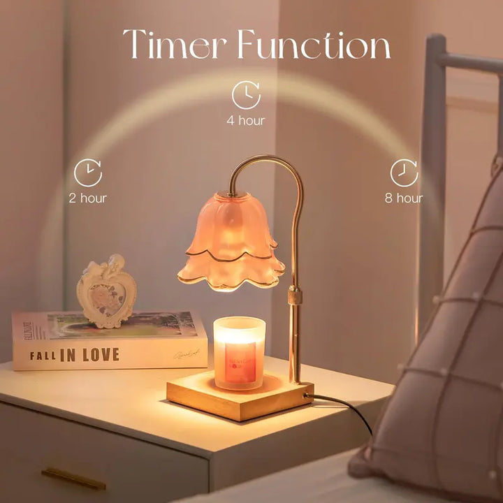 Flower Candle Warmer Lamp with Timer : With 2 Bulbs, Table Lamp Height Adjustable, Home Bedroom Decor, House Warming Gift, Birthday Gift, Gift for Women, Mother's Day Gifts Decoration Items Ornaments