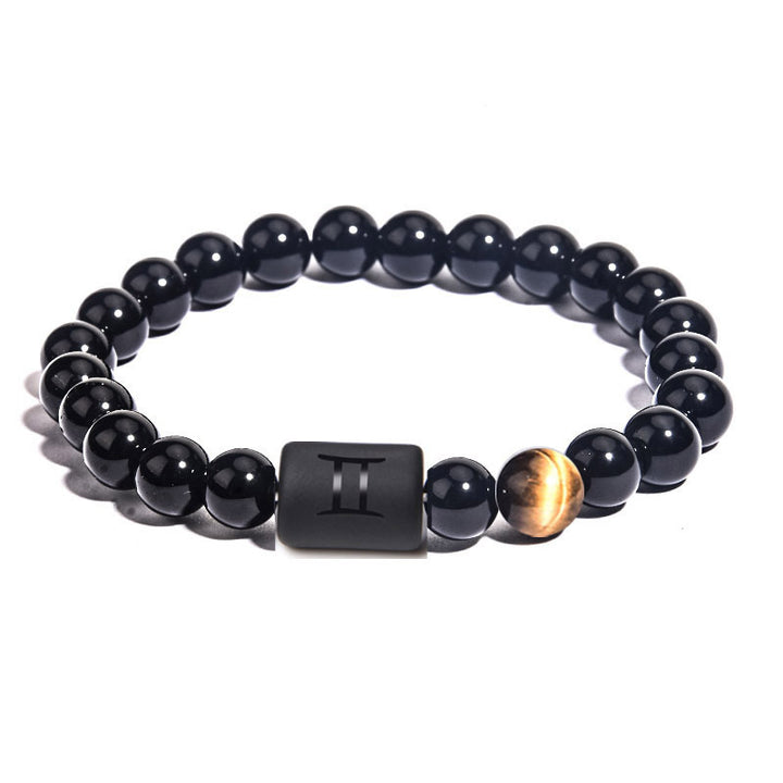 12 Constellations Obsidian Tiger Eye Stone Bracelet