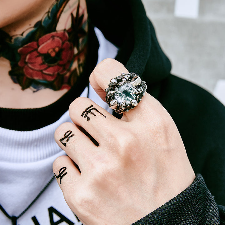 Evil Eye Gothic Punk Titanium Steel Ring (Dark Style Exaggerated Version)