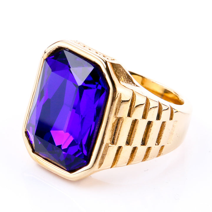 Multi-Color Gem Wide-Face Men's Ring (Light Luxury Bold Style)