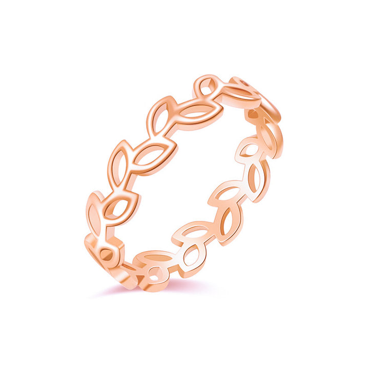 Hollow Leaf Thin Band Ring, Minimalist Openwork Vine Ring Available in 3 Tones