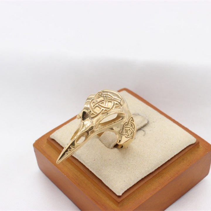 Viking Celtic Knot Raven Skull Hollow Ring, S925 Silver Dark Nordic Myth Unisex Band, 3 Colors Available