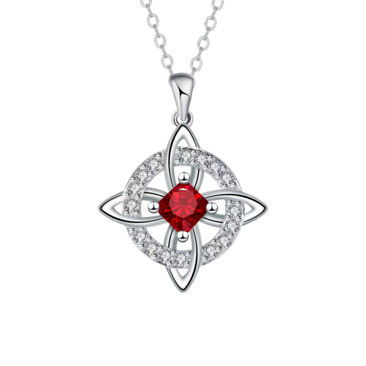 Witch's Knot Birthstone Necklace (12 Colors Silver Tone Pendant)