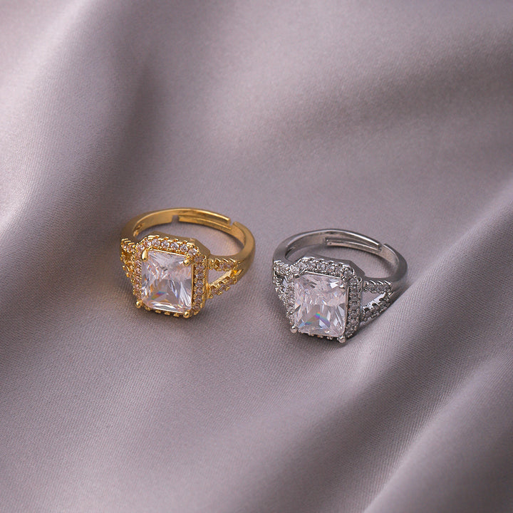 Emerald-Cut Diamond Open Ring (Vintage Luxury Pavé Band)