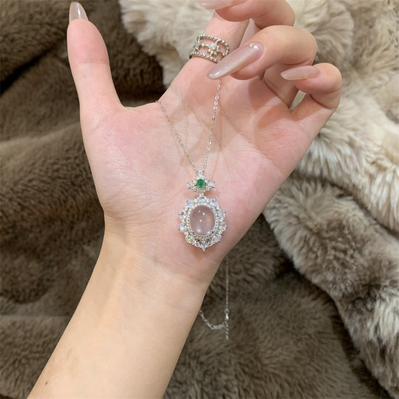 Moonstone Halo Gemstone Necklace (Light Luxury Niche Elegant Necklace)