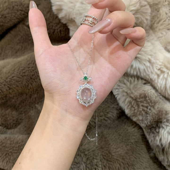 Moonstone Halo Gemstone Necklace (Light Luxury Niche Elegant Necklace)