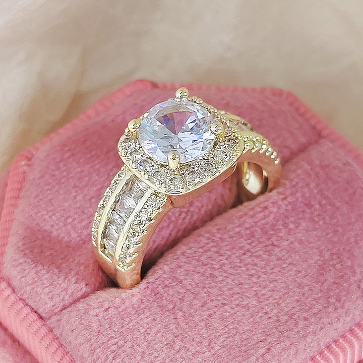 Cushion Halo Baguette Diamond Ring (Luxury Statement Engagement Band)