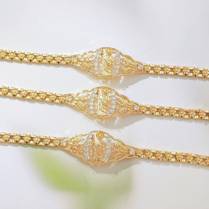 Virgin Mary Embossed Multi‑Style Openwork Gold‑Tone Bracelet