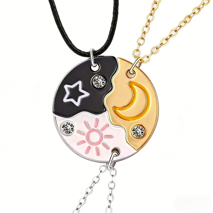 Sun Moon Magnetic Best Friend Necklace Set (Matching Sun & Moon Pendant)