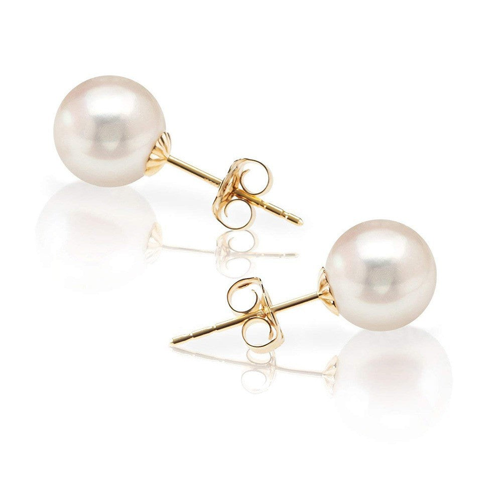 Classic Round Pearl Stud Earrings