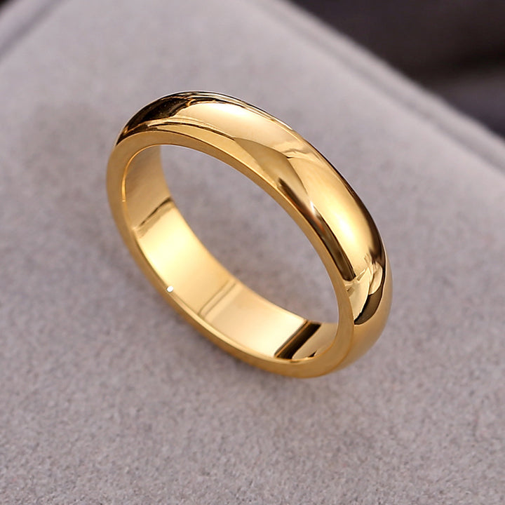 4mm Polished Domed S925 Silver Ring, 3 Colors Plain Band, Minimalist Couple Ring