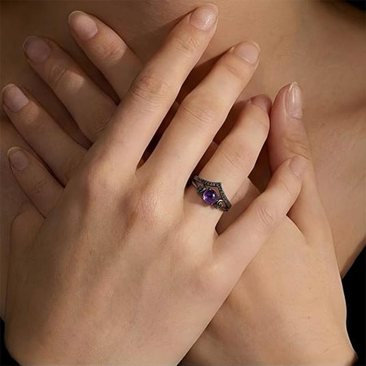 Sun‑Moon Round Cabochon Multi‑Color Option S925 Silver Ring