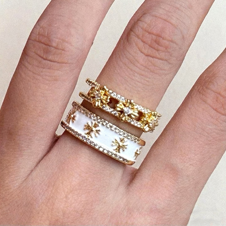 Vintage Starburst Open Ring Set (Light Luxury Niche Sweet & Edgy Bands)