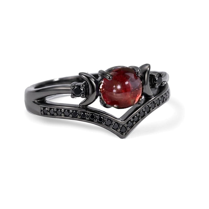 Sun‑Moon Round Cabochon Multi‑Color Option S925 Silver Ring
