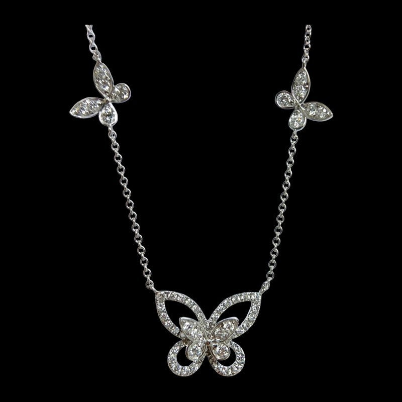 Scattered Multi-Butterfly Diamond Choker, Minimalist Luxury S925 Silver Necklace