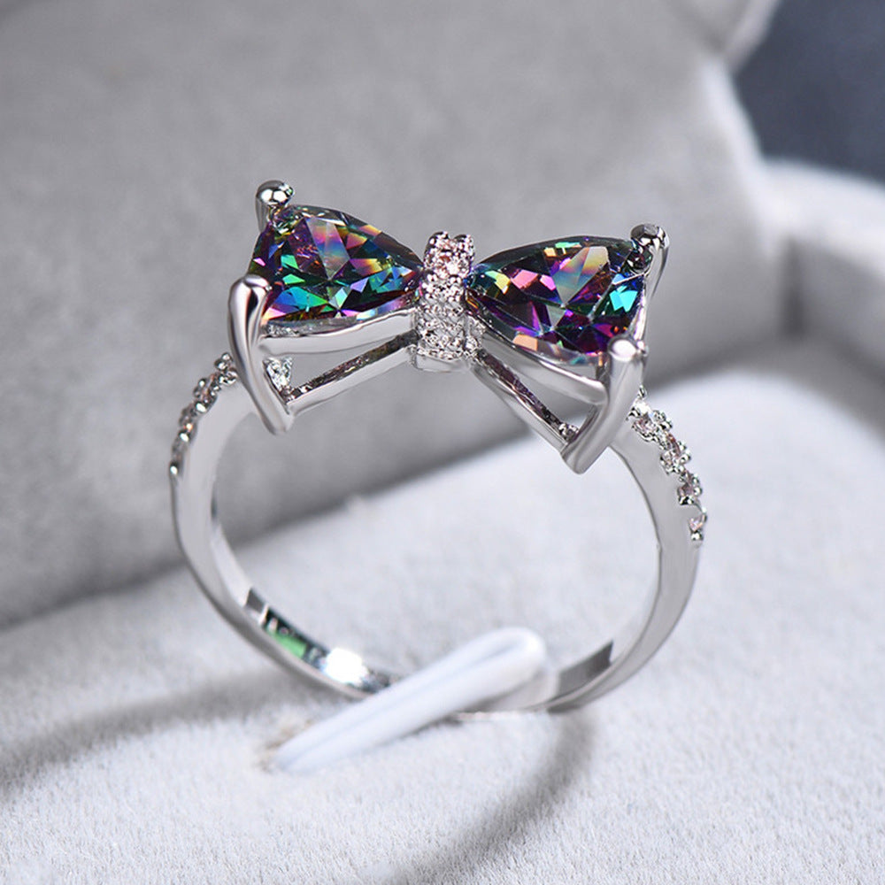 Bow Gemstone Ring Set (Light Luxury Niche Sweet Bands)