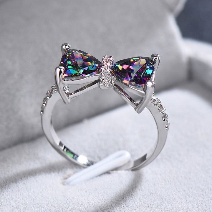 Bow Gemstone Ring Set (Light Luxury Niche Sweet Bands)