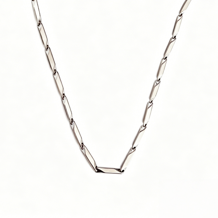 Multi-Color Rhombus Bamboo Titanium Steel Chain, Geometric Cut Blank Layering Necklace Without Pendant