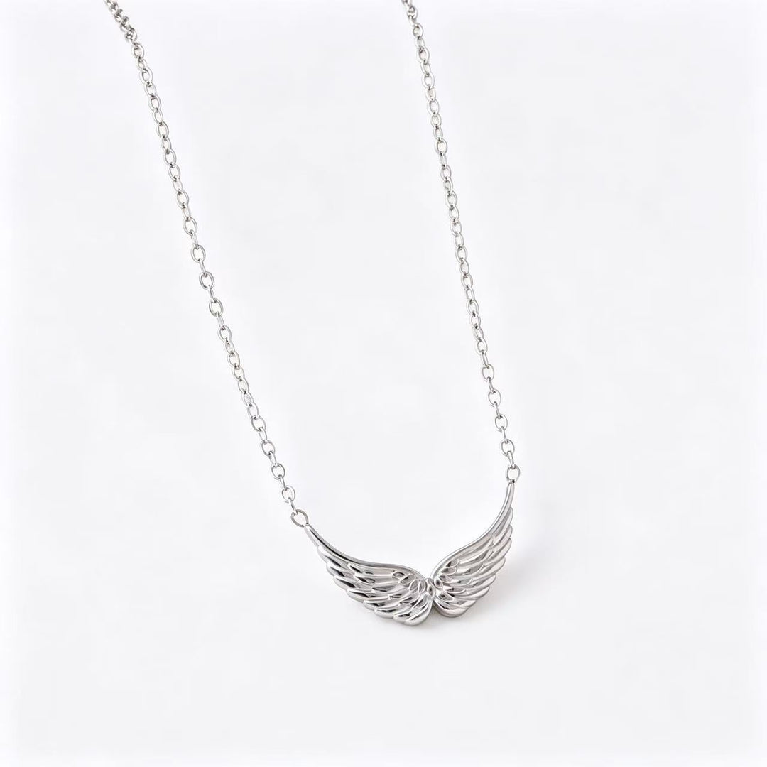 3D Wing Pendant Collarbone Necklace, 2 Colors Gold & Silver Minimal Angel Wing Niche Jewelry