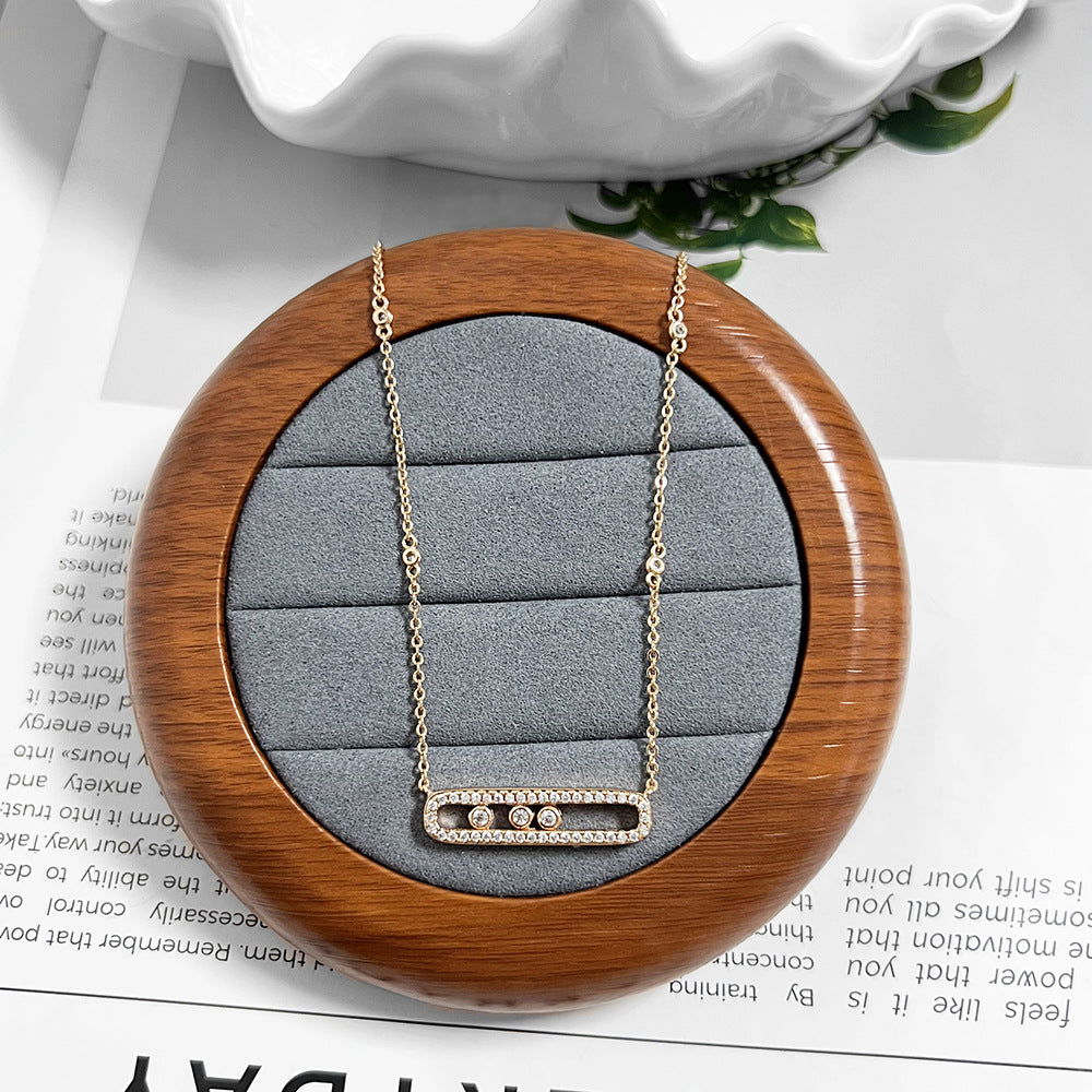 Pavé Geometric Link Clavicle Chain (Light Luxury Niche Versatile Daily Necklace)