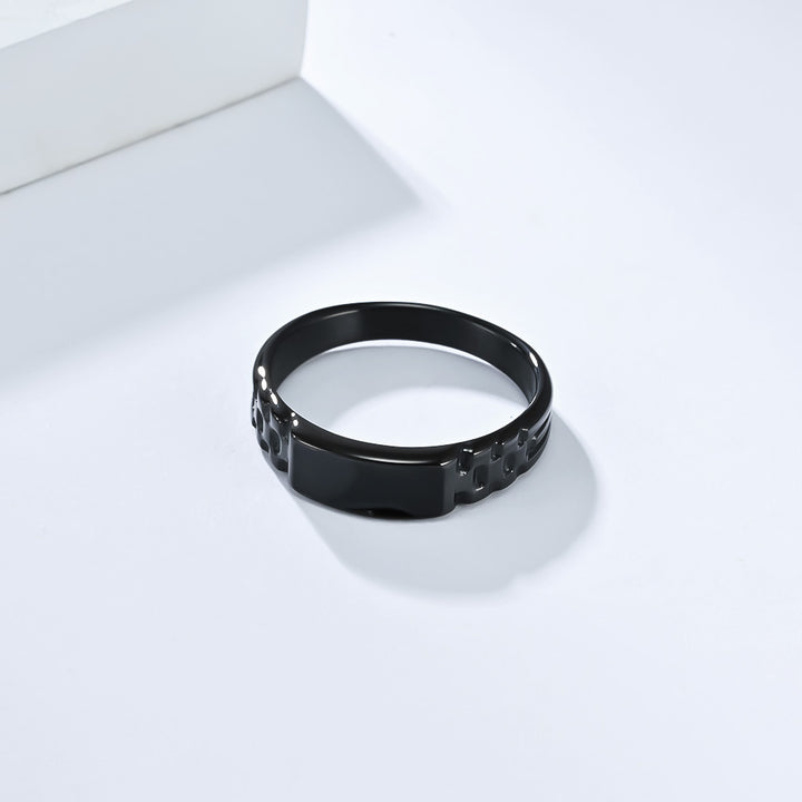 Textured‑Band Black Enamel Statement Ring, 3‑Color Options