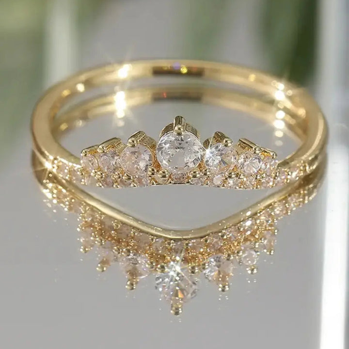Sun Moon Star 3Pcs Ring Set, Crown V-Shape Vintage Engraved Stacking Bands Gold Silver Bridal Ring Set