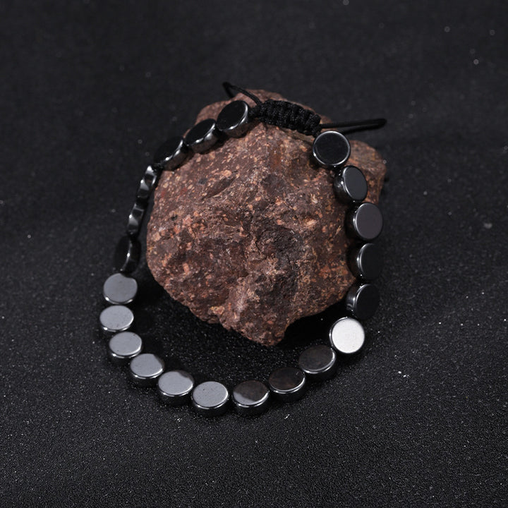Black Obsidian Geometric Arrow Braided Bracelet with Adjustable Magnetic Beads