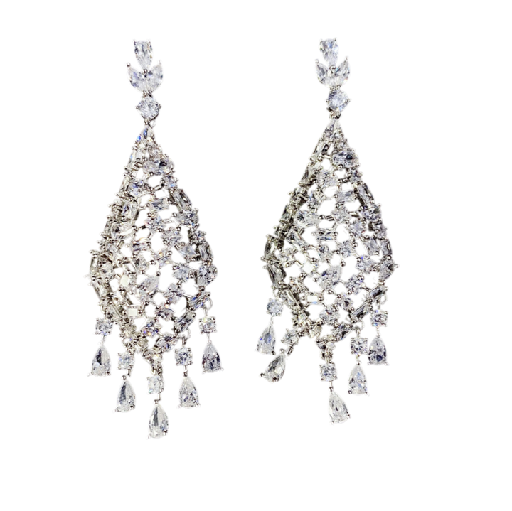 925 Sterling Silver Cubic Zirconia Bridal Micro-Pavé Earrings