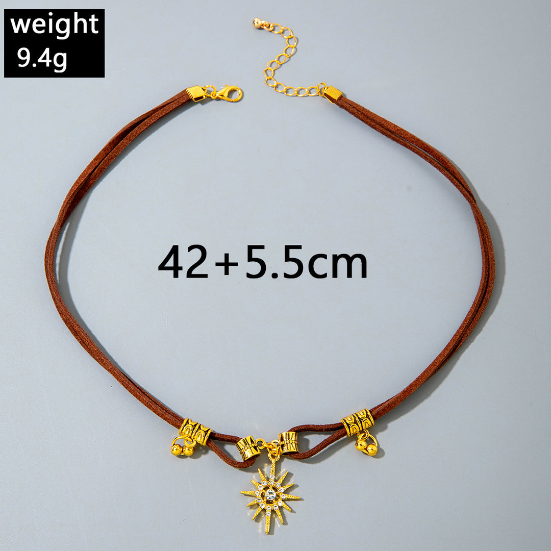 Velvet Double-Layer Sunburst Choker (Retro Light Luxury Style)