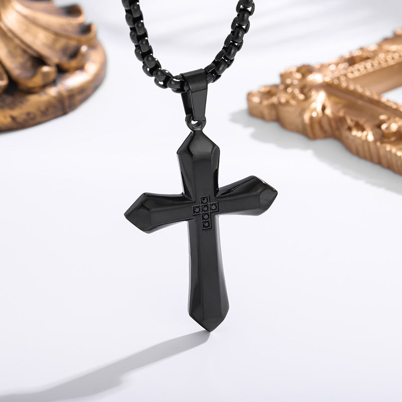 Geometric Cross Pendant Necklace (Men's Fashion · Minimal Luxury Faith Style)