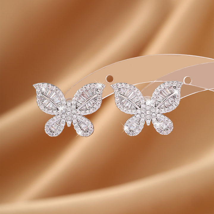 Full Diamond Butterfly Earrings (Women's Luxury Sweet Vitality Style)