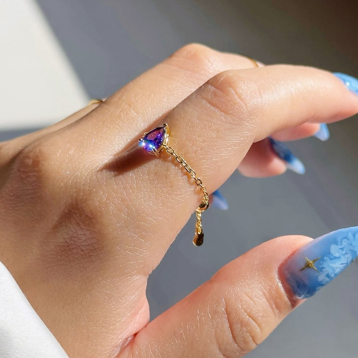 Pear Colored Gem Adjustable Ring (Sweet Vitality Multi-Color Style)