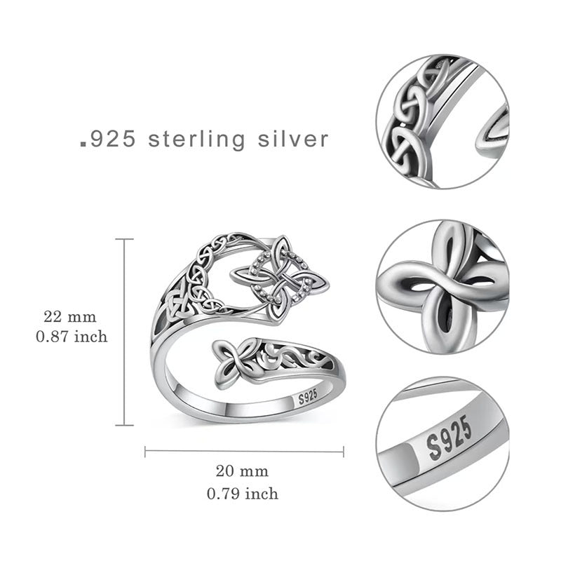 S925 Silver Celtic Knot Open Ring (Vintage Niche Personalized Style)