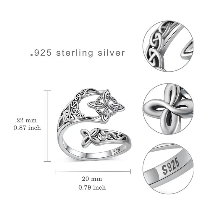 S925 Silver Celtic Knot Open Ring (Vintage Niche Personalized Style)