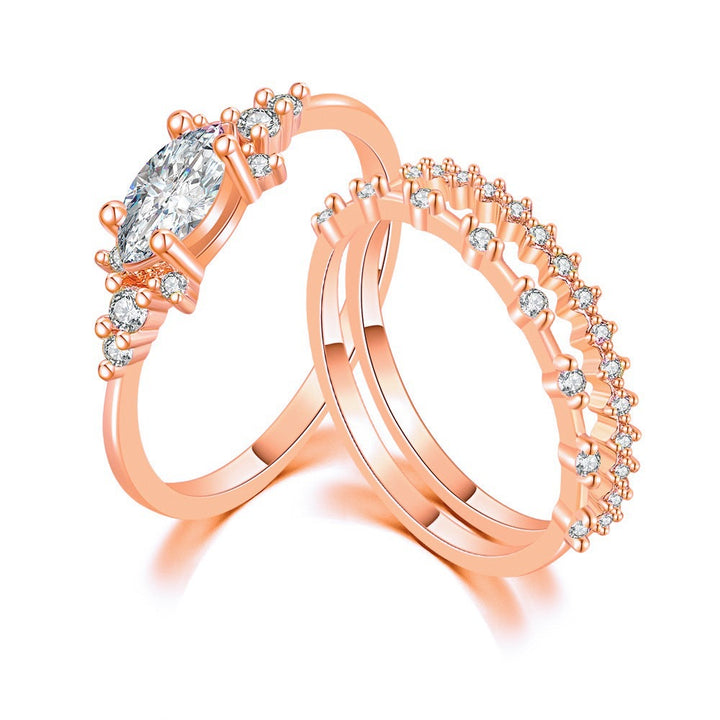 Marquise Center Diamond Triple Stack Ring Set (Luxury Stackable Personalized Style)