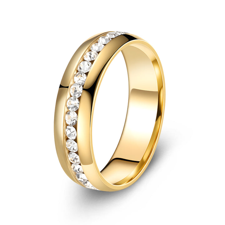 Multi-Color Diamond-Inlaid Narrow Band Ring (Cool Versatile Personalized Style)