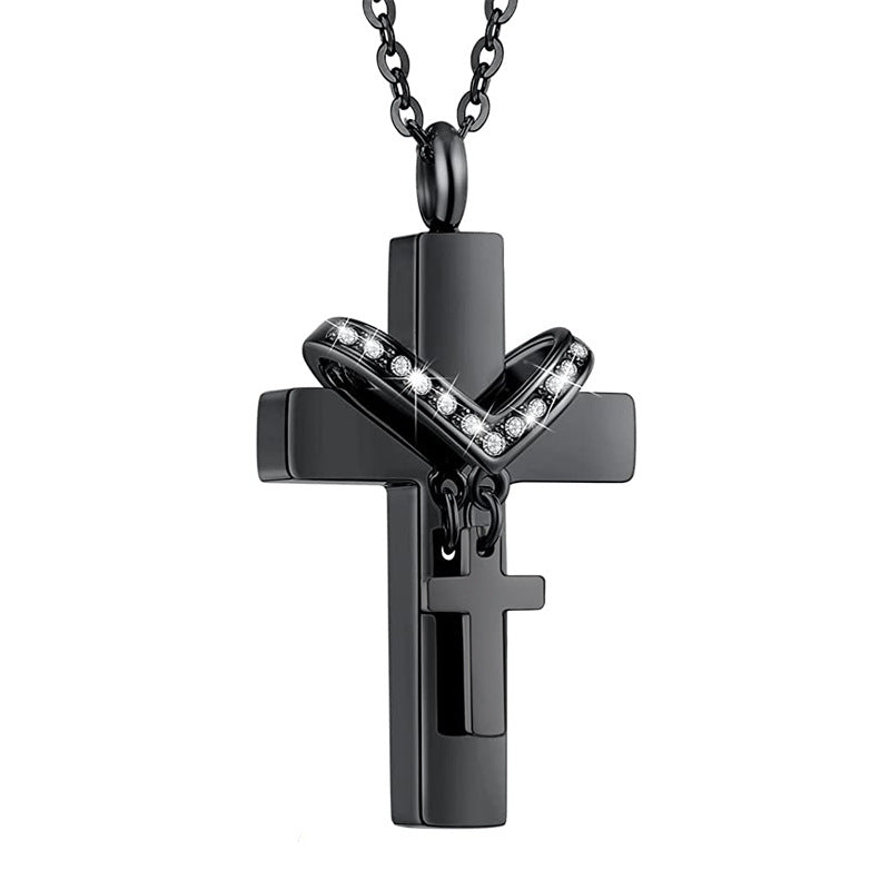 Memorial Pet Ashes Cross Necklace – Keepsake Perfume Bottle Pendant