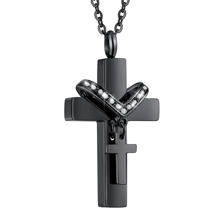 Memorial Pet Ashes Cross Necklace – Keepsake Perfume Bottle Pendant