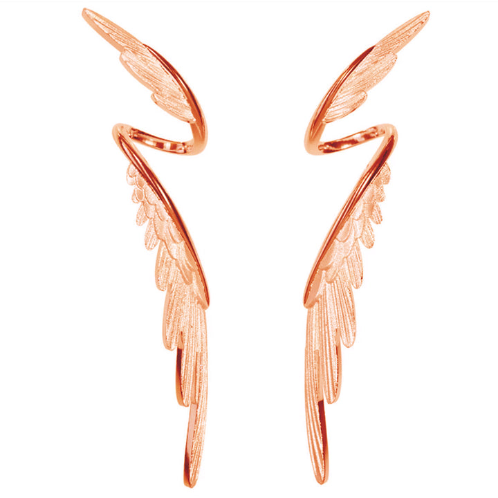 S925 Silver Angel Wing Long Drop Earrings