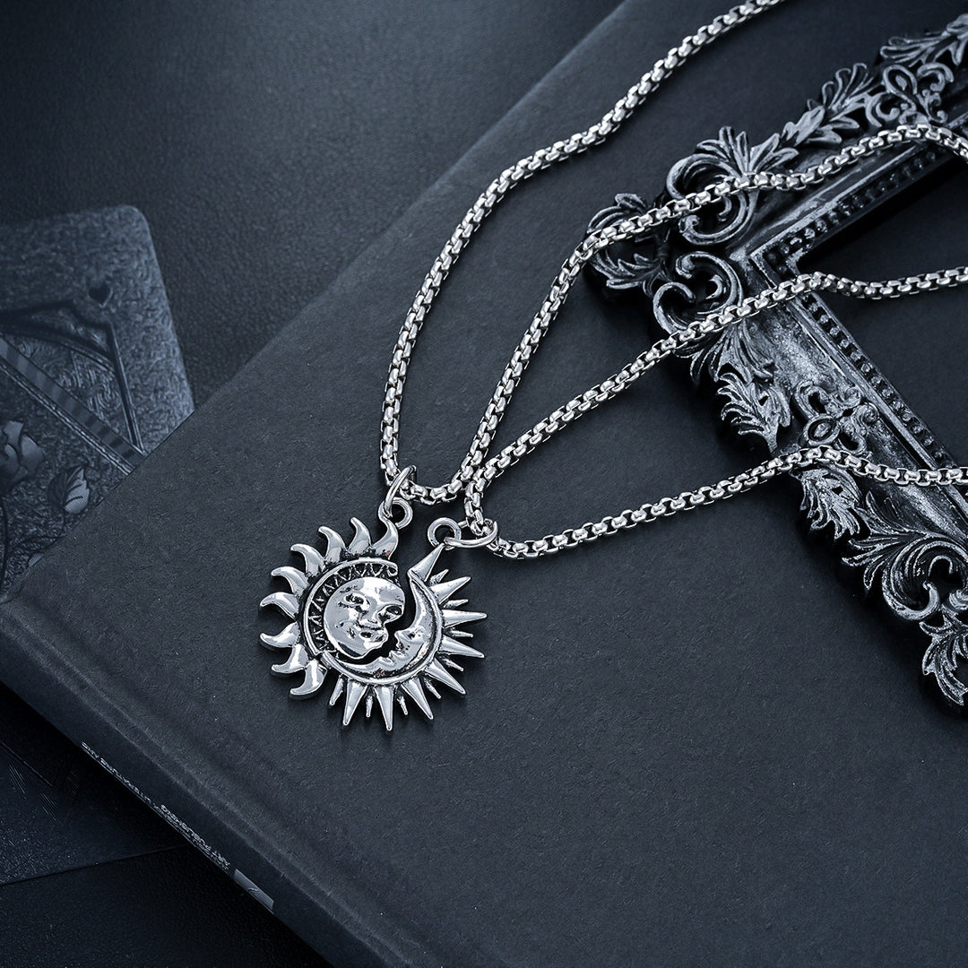 Sun & Moon Asymmetric Couples Jewelry Set – Necklace & Earrings