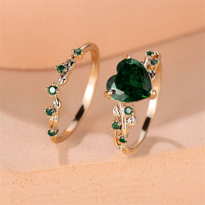 Heart-Shaped Colored Gem Vine Stackable Ring (Sweet Vitality Multi-Color Style)