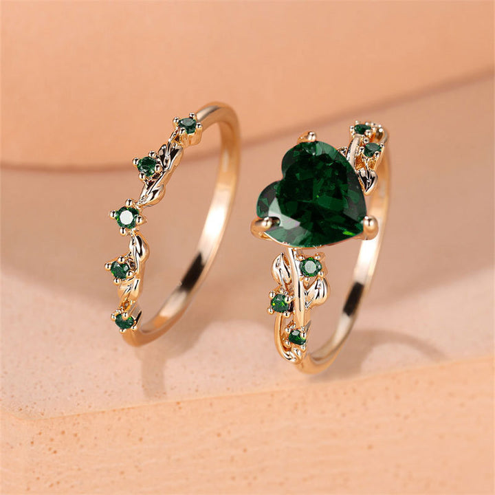Heart-Shaped Colored Gem Vine Stackable Ring (Sweet Vitality Multi-Color Style)