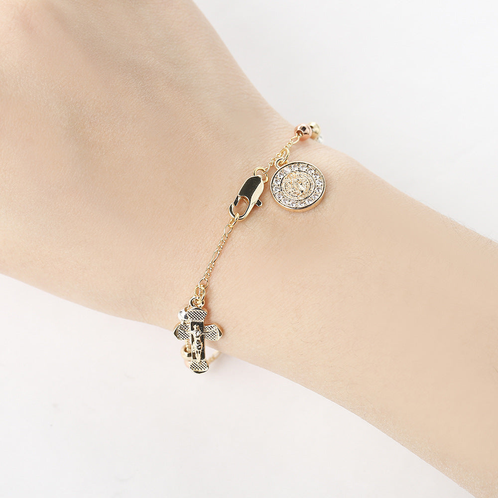 Light Luxury Virgin Mary Micro-Inlaid Beaded Bracelet