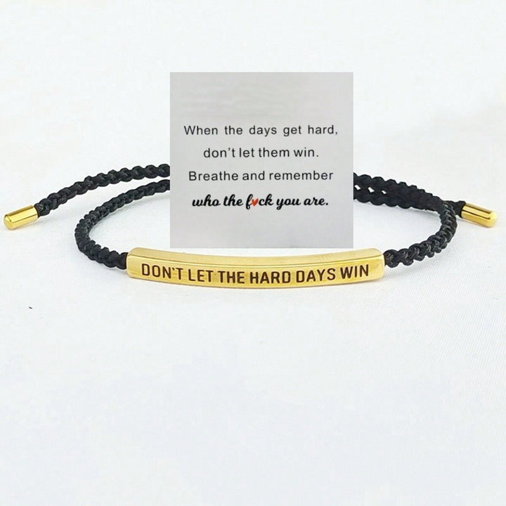 Motivational Quote 18k gold Curved Tube Curved Tube Bracelet (Handmade Braided Adjustable Engravable Cord)