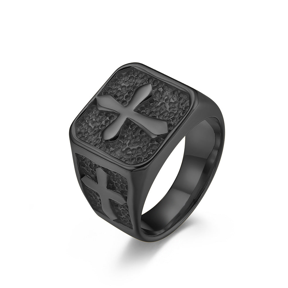 Cross Embossed Multi-Color Men's Ring