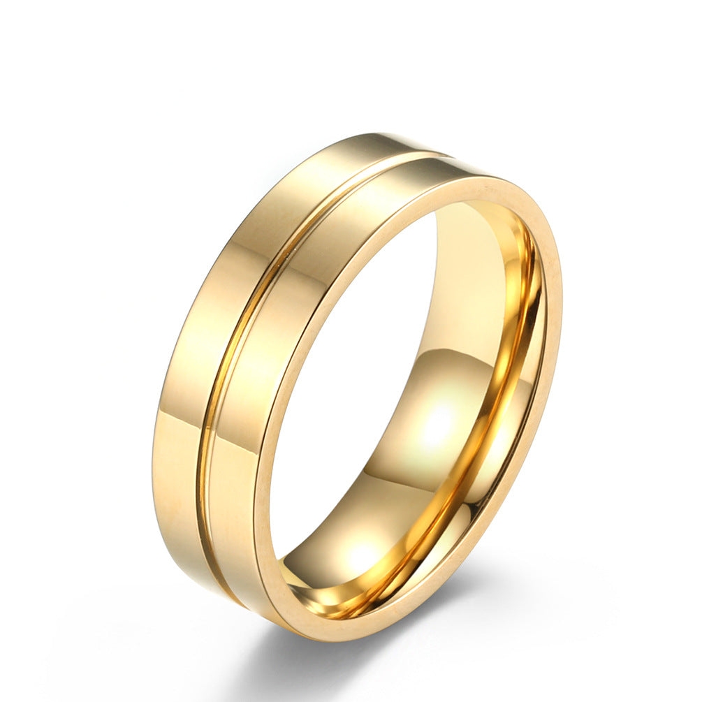 Gold-Plated Diamond-Inlaid Couple Rings (Light Luxury Minimalist Marriage Style)