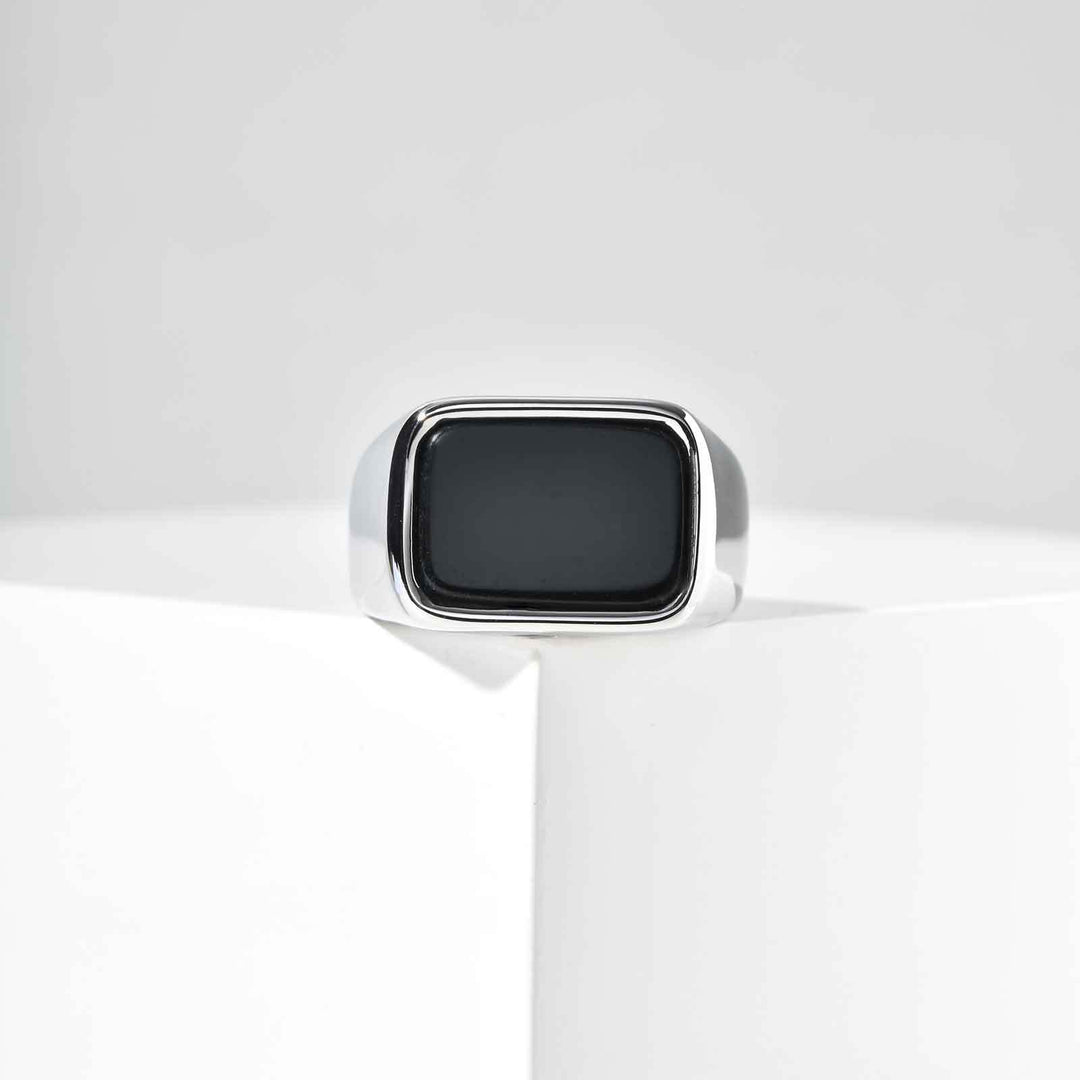 Minimalist Square Black Ring Gold (Minimalist Light Luxury Business Style)