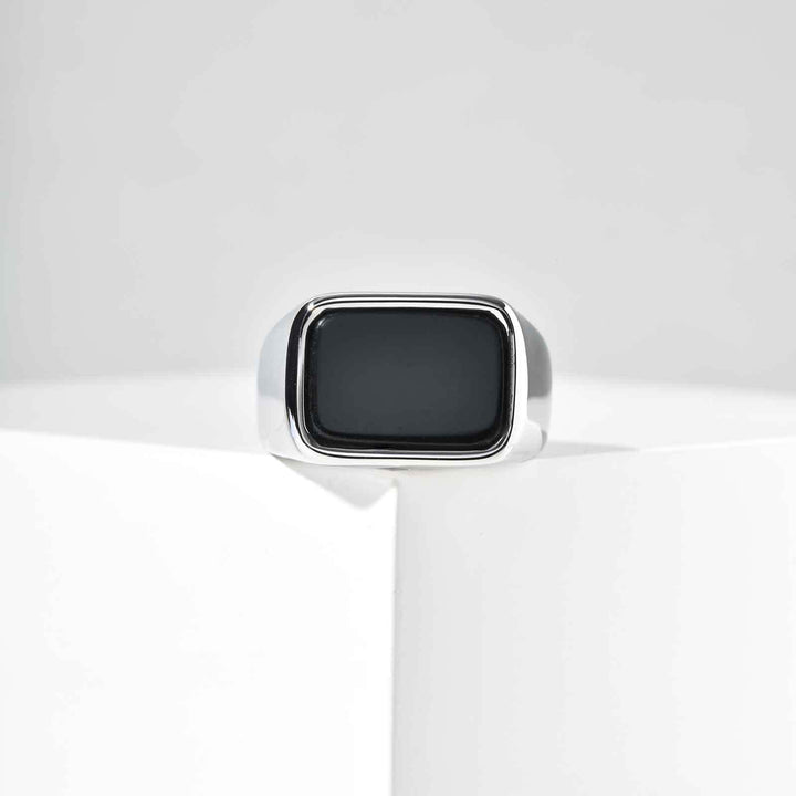 Minimalist Square Black Ring Gold (Minimalist Light Luxury Business Style)