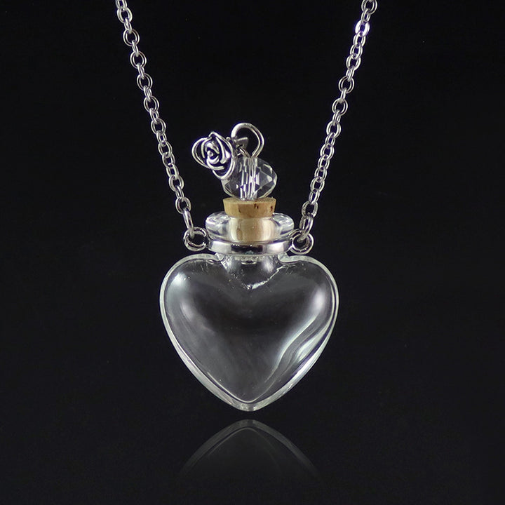 Transparent heart-shaped glass perfume blood bottle pendant necklace